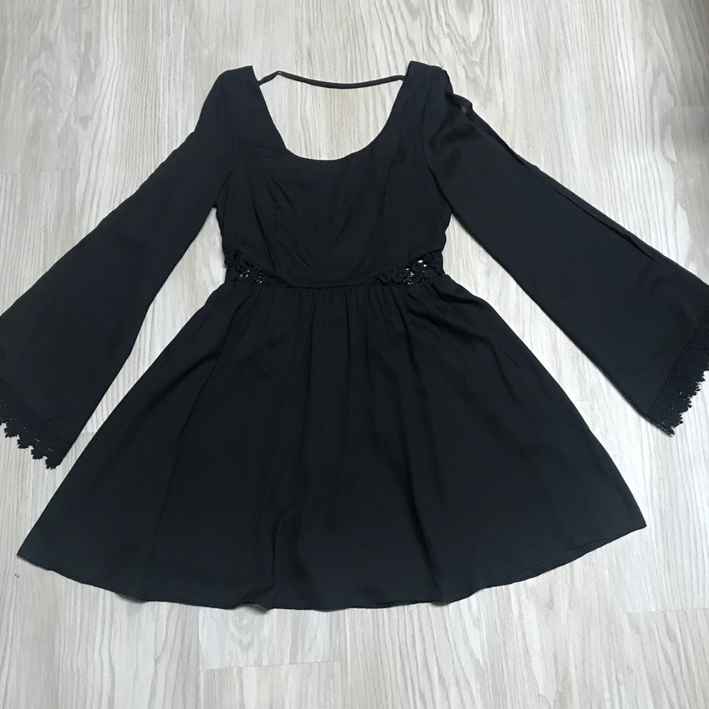 Black low back dress.